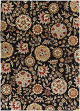 Heaters Black Floral Wool Carpet - Ornate Home