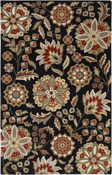 Heaters Black Floral Wool Carpet - Ornate Home