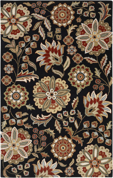 Heaters Black Floral Wool Carpet - Ornate Home
