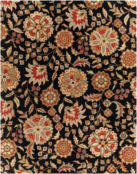 Heaters Black Floral Wool Carpet - Ornate Home