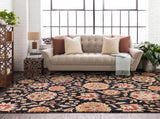 Heaters Black Floral Wool Carpet - Ornate Home