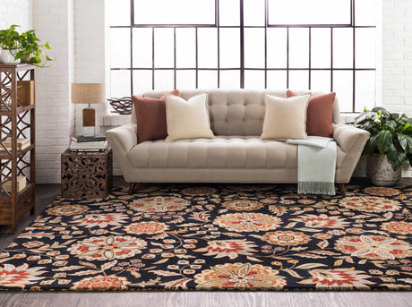 Heaters Black Floral Wool Carpet - Ornate Home
