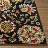 Heaters Black Floral Wool Carpet - Ornate Home