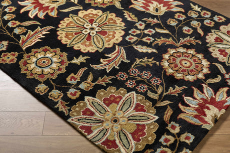 Heaters Black Floral Wool Carpet - Ornate Home
