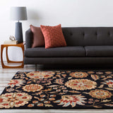 Heaters Black Floral Wool Carpet - Ornate Home