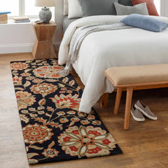 Heaters Black Floral Wool Carpet - Ornate Home
