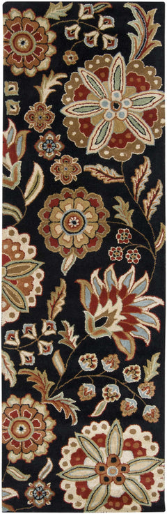 Heaters Black Floral Wool Carpet - Ornate Home
