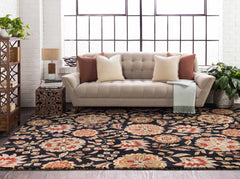 Heaters Black Floral Wool Carpet - Ornate Home