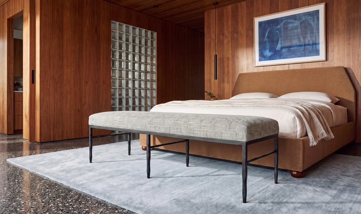 Heath Black And Beige Weave Bench - Ornate Home