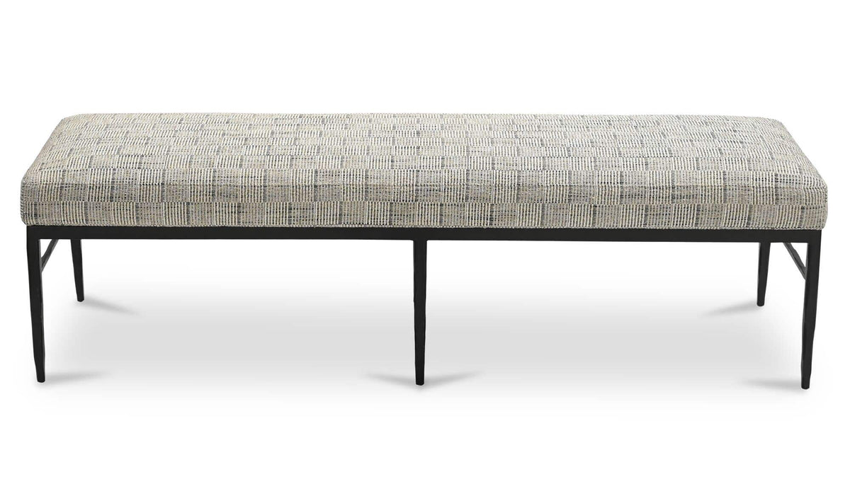 Heath Black And Beige Weave Bench - Ornate Home