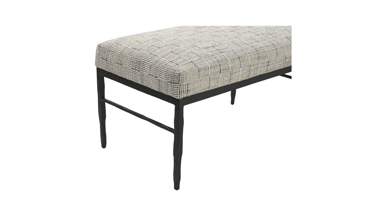 Heath Black And Beige Weave Bench - Ornate Home
