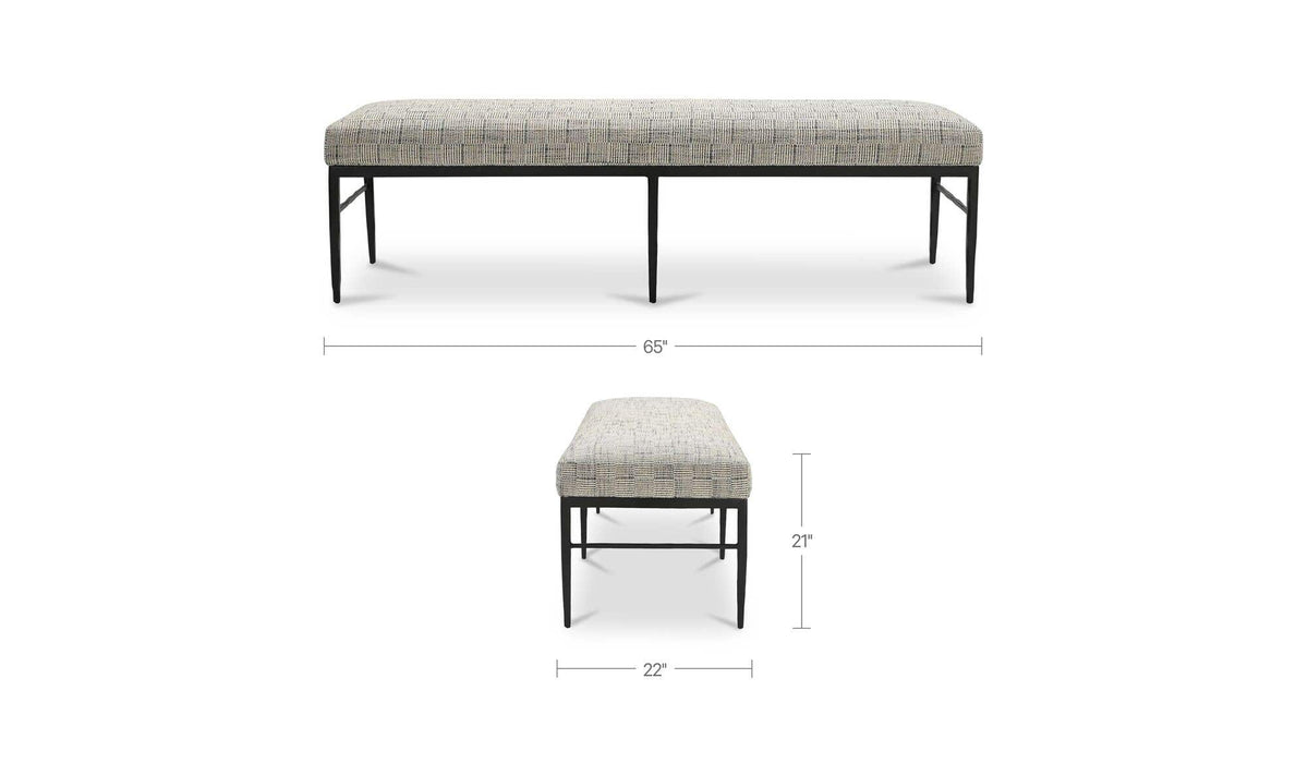 Heath Black And Beige Weave Bench - Ornate Home