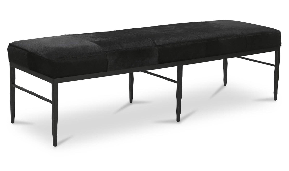 Heath Black Hair On Hide Bench - Ornate Home