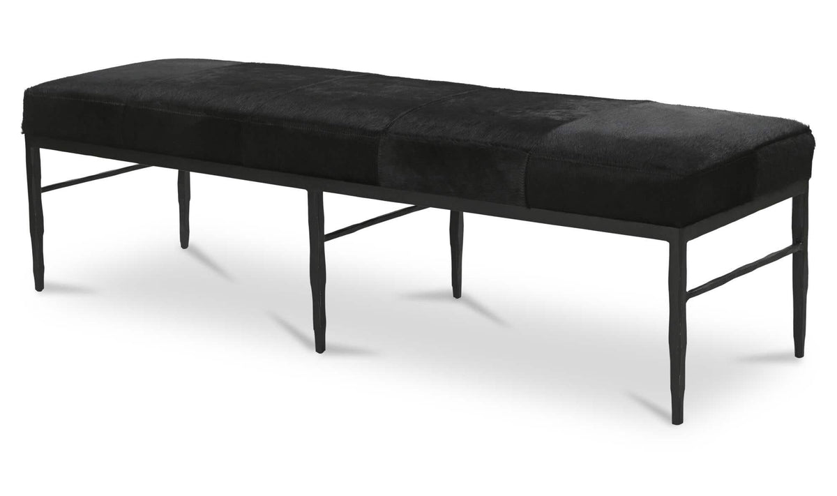 Heath Black Hair On Hide Bench - Ornate Home
