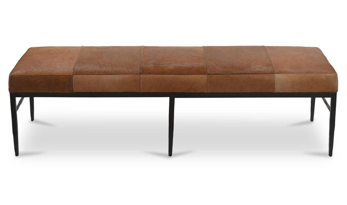 Heath Brown Hair On Hide Bench - Ornate Home