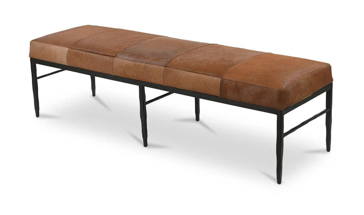 Heath Brown Hair On Hide Bench - Ornate Home