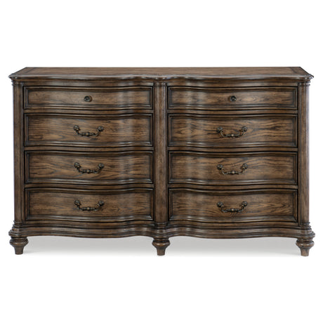 Heath Court Brown Oak/Brown 5-Piece Queen Bedroom Set - Ornate Home