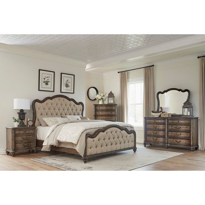 Heath Court Brown Oak Queen Bed - Ornate Home