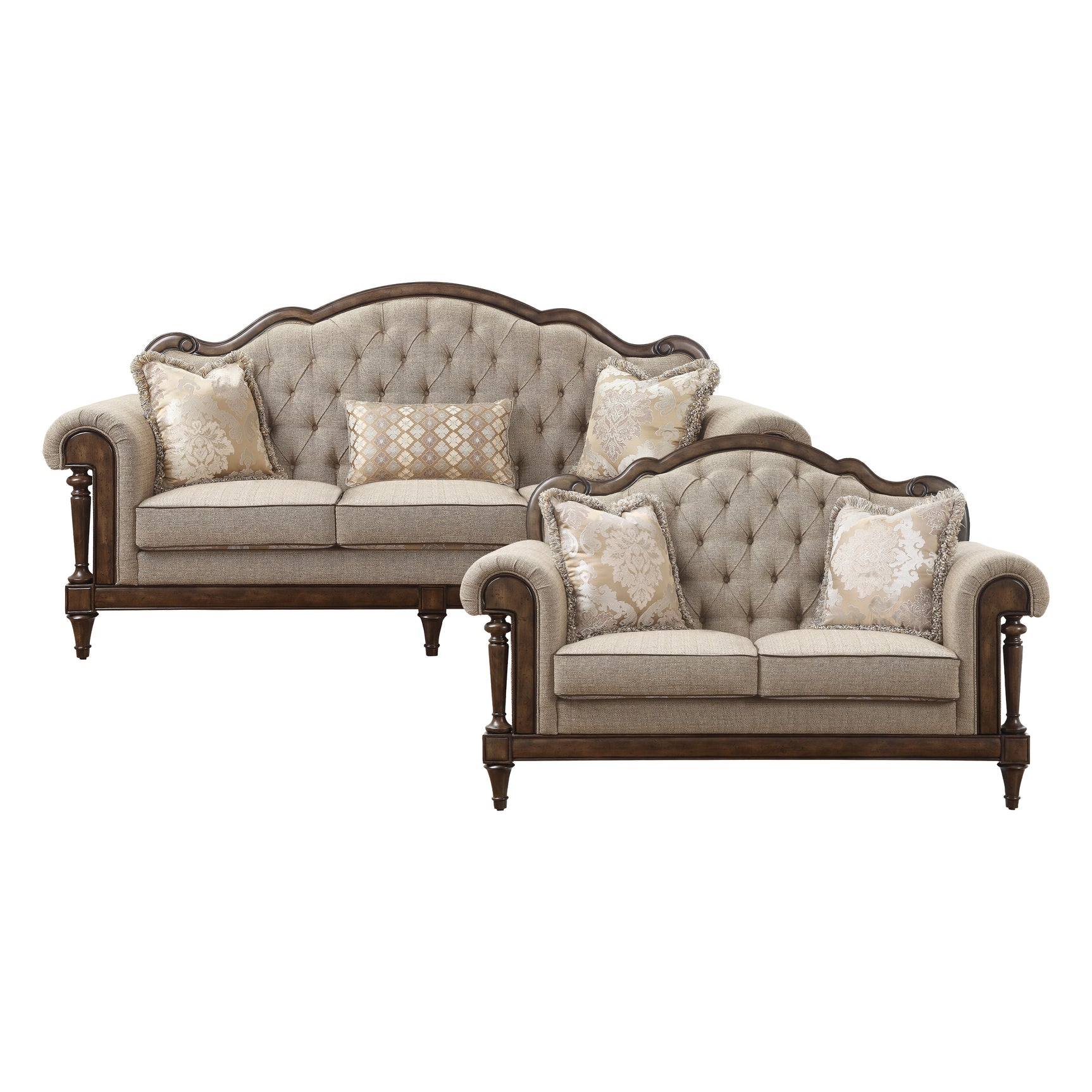 Heath Court Brown / White Sofa & Loveseat - Ornate Home