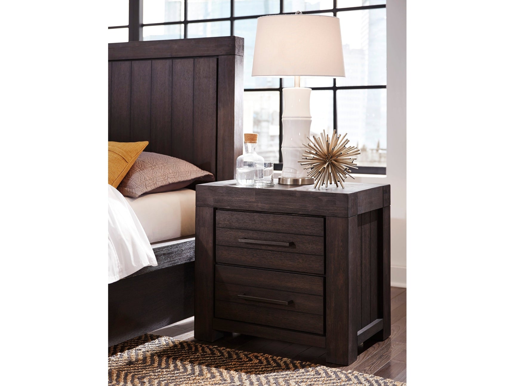 Heath Two Drawer Nightstand in Basalt Grey - Ornate Home