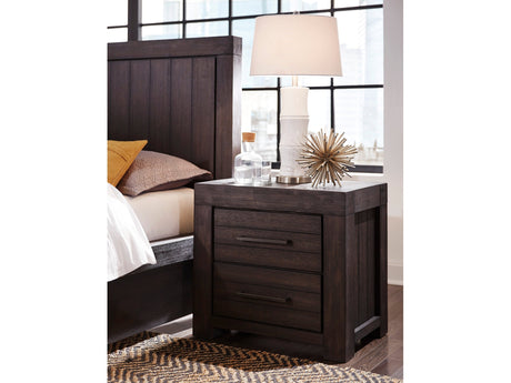 Heath Two Drawer Nightstand in Basalt Grey - Ornate Home