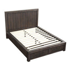 Heath Two Drawer Wood Queen Storage Bed in Basalt Grey - Ornate Home