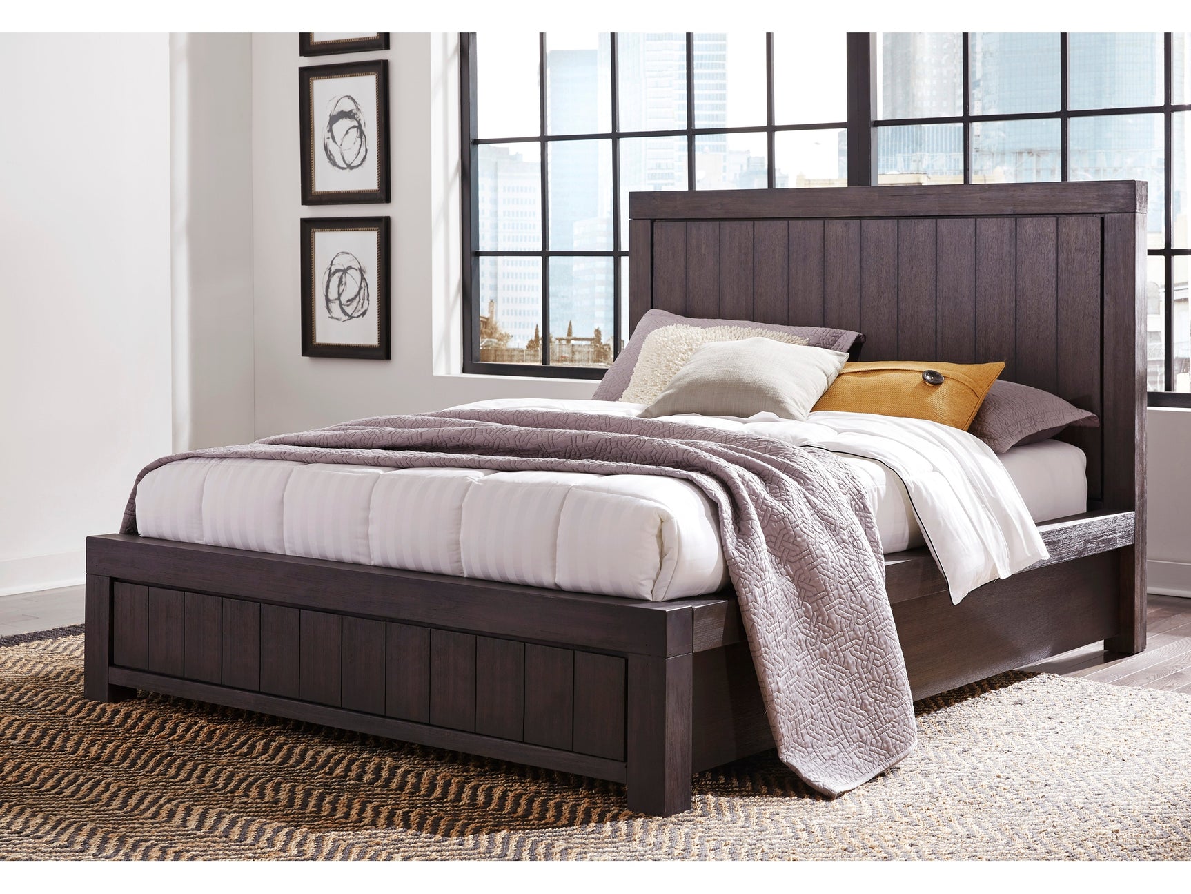 Heath Wood Full Platform Bed in Basalt Grey - Ornate Home