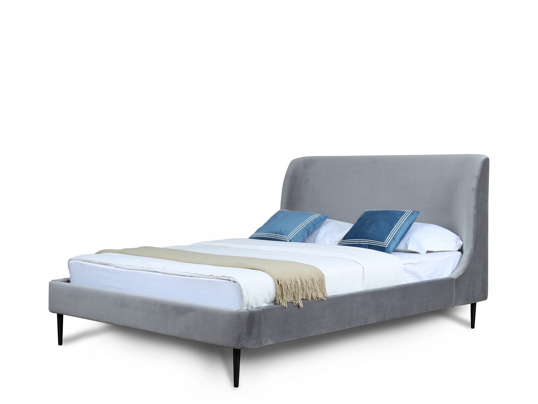 Heather Full-Size Bed in Grey and Black Legs - Ornate Home