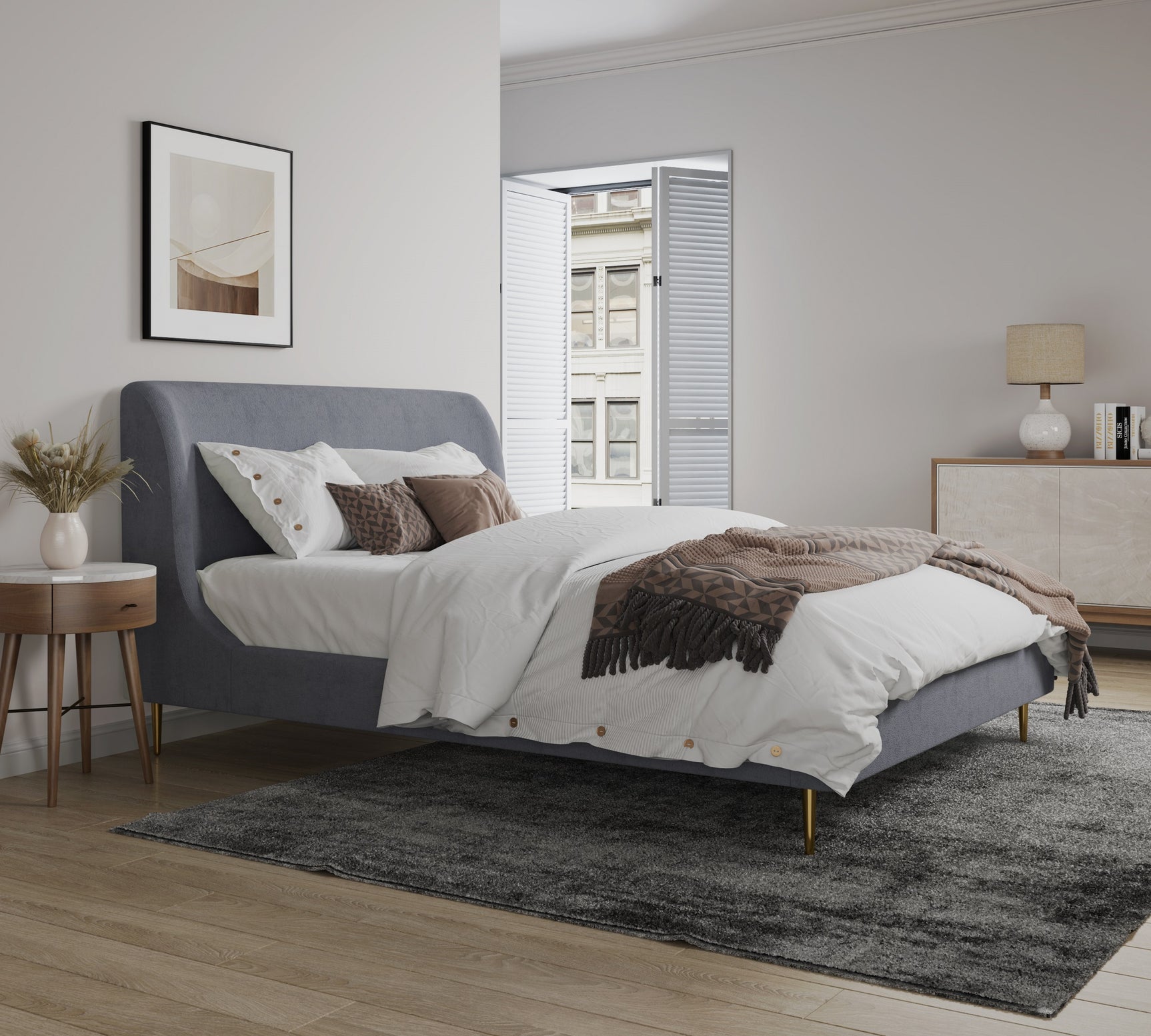 Heather Queen Bed in Grey - Ornate Home