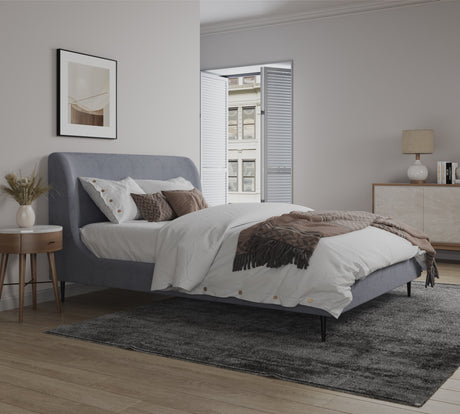 Heather Queen Bed in Grey and Black Legs - Ornate Home