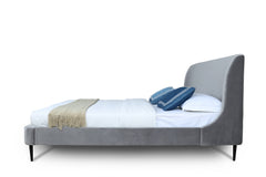 Heather Queen Bed in Grey and Black Legs - Ornate Home