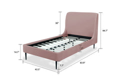 Heather Twin Bed in Blush with Black Legs - Ornate Home