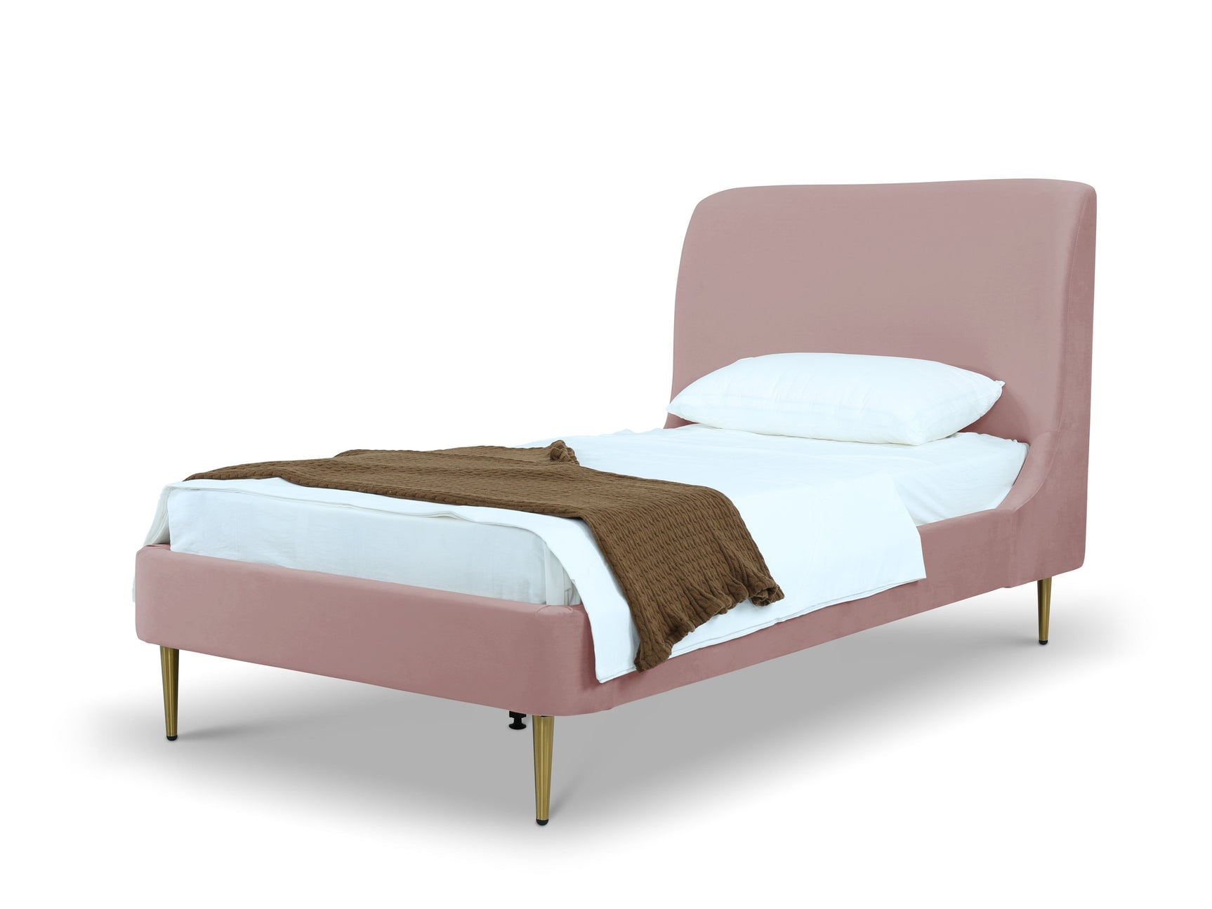 Heather Twin Bed in Blush with Gold Legs - Ornate Home