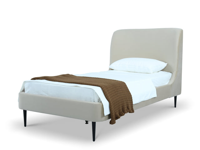 Heather Twin Bed in Cream with Black Legs - Ornate Home