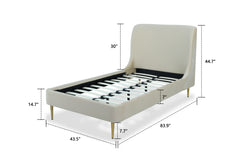 Heather Twin Bed in Cream with Gold Legs - Ornate Home