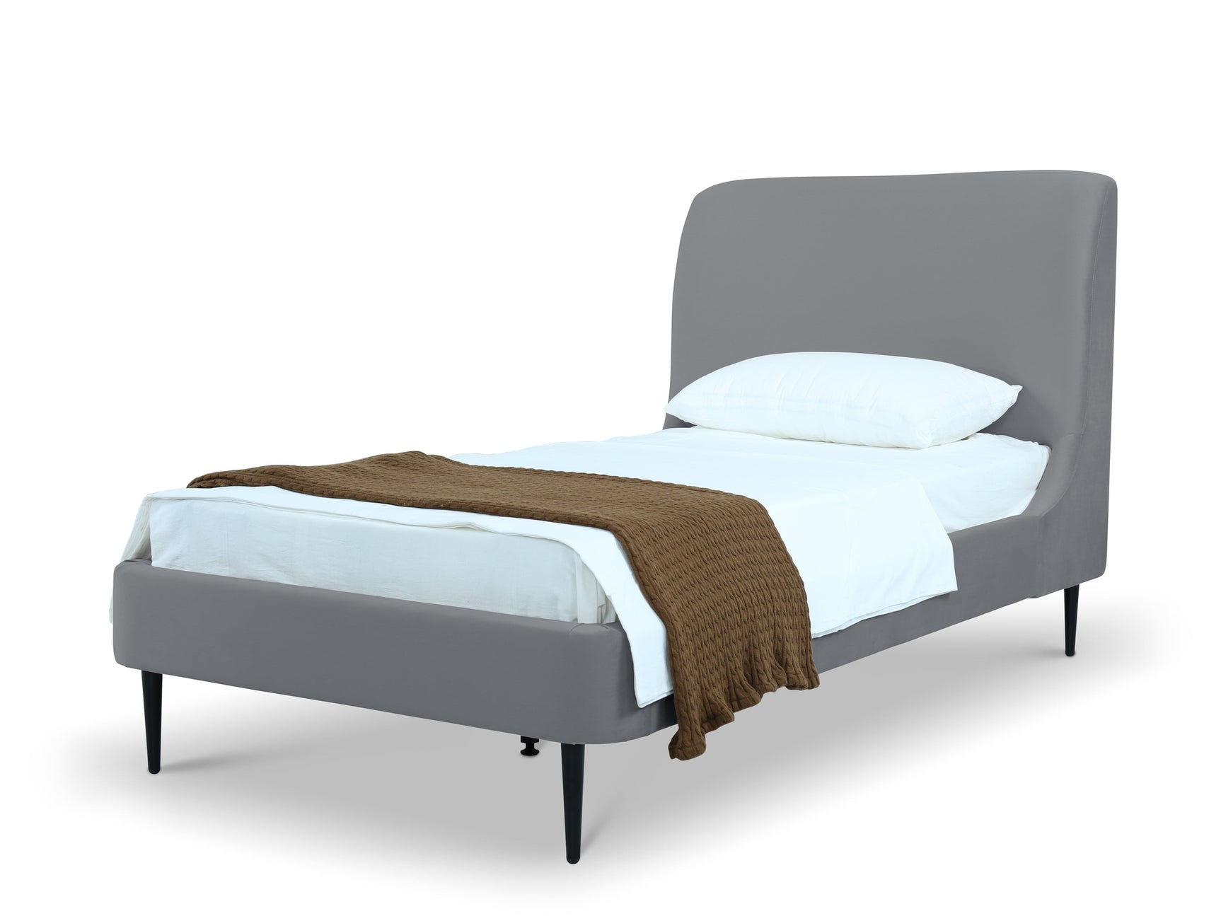 Heather Twin Bed in Grey with Black Legs - Ornate Home