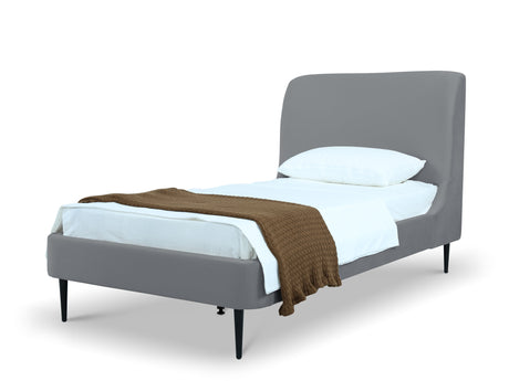 Heather Twin Bed in Grey with Black Legs - Ornate Home
