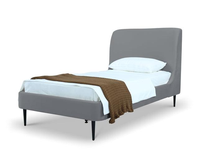Heather Twin Bed in Grey with Black Legs - Ornate Home