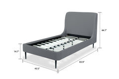 Heather Twin Bed in Grey with Black Legs - Ornate Home