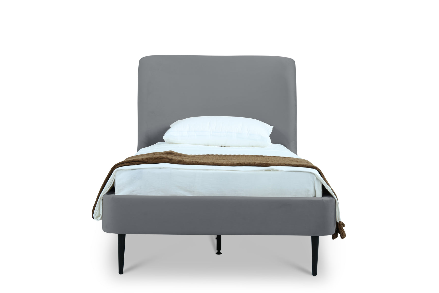 Heather Twin Bed in Grey with Black Legs - Ornate Home