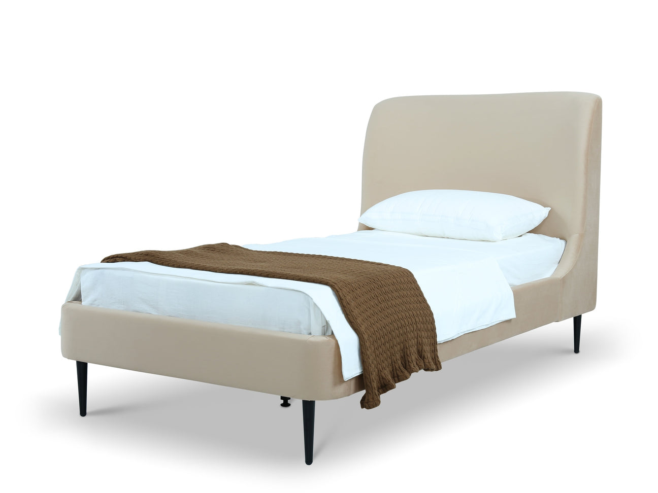 Heather Twin Bed in Taupe with Black Legs - Ornate Home