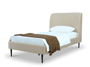 Heather Twin Bed in Taupe with Black Legs - Ornate Home