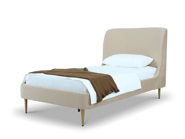 Heather Twin Bed in Taupe with Gold Legs - Ornate Home