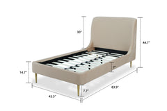 Heather Twin Bed in Taupe with Gold Legs - Ornate Home