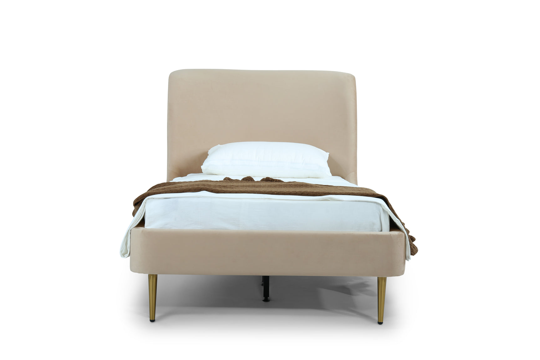 Heather Twin Bed in Taupe with Gold Legs - Ornate Home