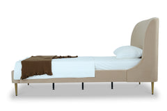 Heather Twin Bed in Taupe with Gold Legs - Ornate Home