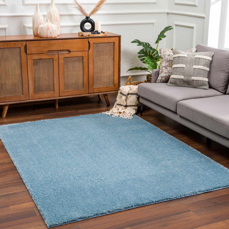 Heavenly Solid Blue Plush Rug - Clearance - Ornate Home