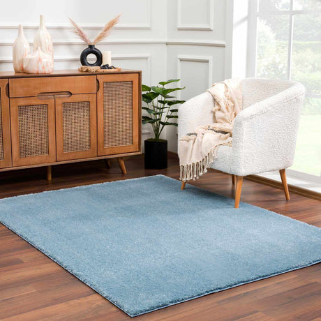 Heavenly Solid Blue Plush Rug - Clearance - Ornate Home