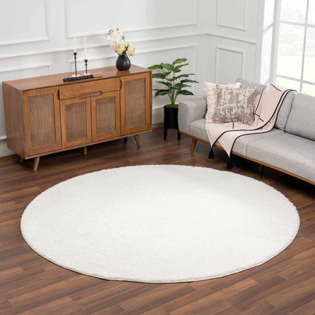 Heavenly Solid Cream Plush Rug - Ornate Home