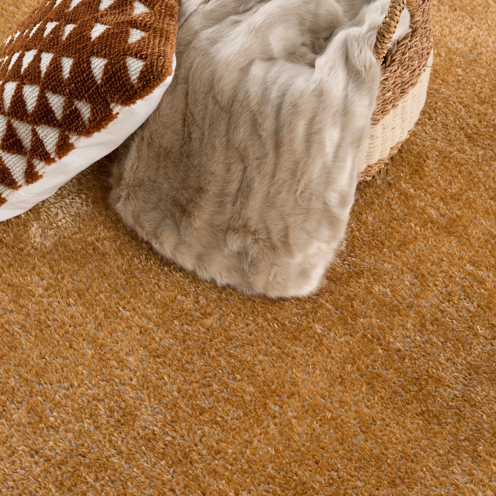 Heavenly Solid Mustard Plush Rug - Clearance - Ornate Home